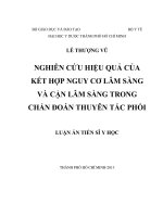 Nghiên cứu hiệu quả của kết hợp nguy cơ lâm sàng và cận lâm sàng trong chẩn đoán thuyên tắc phổi 