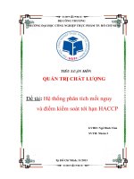 hệ thống phân tích mối nguy và điểm kiểm soát tới hạn HACCP