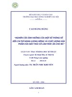 Nghiên cứu ảnh hưởng của một số thông số đến chi phí năng lượng riêng và chất lượng sản phẩm của máy thái cỏ làm thức ăn cho bò 
