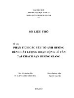 Phân tích các yếu tố ảnh hướng đến chất lượng hoạt động  lễ tân tại khách sạn hương giang 
