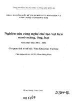 Nghiên cứu công nghệ chế tạo vật liệu nanô dạng màng, ống và sợi 