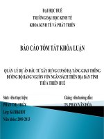 Slide QUẢN  lý dự án đầu tư xây DỰNG cơ sở hạ TẦNG GIAO THÔNG ĐƯỜNG bộ BẰNG NGUỒN vốn NGÂN SÁCH TRÊN địa bàn TỈNH THỪA THIÊN HUẾ 