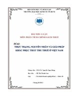 Đề tài THỰC TRẠNG, NGUYÊN NHÂN và GIẢI PHÁP KHẮC PHỤC THẤT THU THUẾ ở VIỆT NAM 