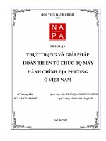 THỰC TRẠNG và GIẢI PHÁP HOÀN THIỆN tổ CHỨC bộ máy HÀNH CHÍNH địa PHƯƠNG ở VIỆT NAM 