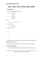 Tài liệu Giáo trình Excel - Bài 3: CÔNG THỨC VÀ TÍNH TOÁN CƠ BẢN pptx