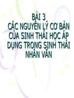 Tài liệu BÀI 3 CÁC NGUYÊN LÝ CƠ BẢN CỦA SINH THÁI HỌC ÁP DỤNG TRONG SINH THÁI NHÂN VĂN pptx