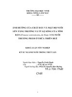 Ảnh hưởng của chất đáy và mật độ nuôi lên tăng trưởng và tỷ lệ sống của tôm rằn ( penaeus semisulcatus, de haan 1850 nuôi ) thương phẩm ở thừa thiên huế 