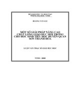 Một số giải pháp nâng cao chất lượng giáo dục môi trường cho học sinh tiểu học huyện quan sơn   thanh hoá