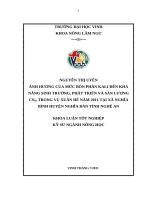 Ảnh hưởng của các mức bón phân kali đến khả năng sinh trưởng, phát triển và sản lượng của giống cúc CN93 trong vụ xuân hè năm 2011 tại xã nghi bình, huyện nghĩa đàn, tỉnh nghệ an luận văn tốt nghiệp đại học 