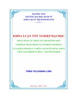 PHÂN TÍCH các NHÂN tố ẢNH HƯỞNG đến ý ĐỊNH sử DỤNG DỊCH vụ INTERNET BANKING của KHÁCH HÀNG cá NHÂN tại NGÂN HÀNG TMCP VIỆT NAM THỊNH VƯỢNG   CHI NHÁNH HUẾ 