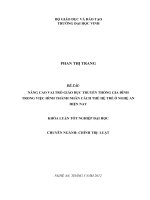 Nâng cao vai trò giáo dục truyền thống gia đình trong việc hình thành nhân cách thế hệ trẻ ở nghệ an hiện nay 