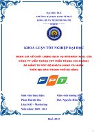 ĐÁNH GIÁ về CHẤT LƯỢNG DỊCH vụ INTERNET ADSL CỦACÔNG TY VIỄN THÔNG FPT MIỀN TRUNG CHI NHÁNHĐÀ NẴNG từ góc độ KHÁCH HÀNG cá NHÂNTRÊN địa bàn THÀNH PHỐ đà NẴNG 