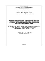 Applying communicative activities for 10th form students to practise grammatical structures orally at free practice stage 