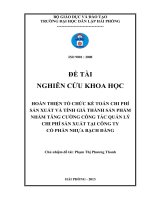 Hoàn thiện tổ chức kế toán chi phí sản xuất và tính giá thành sản phẩm nhằm tăng cường công tác quản lý chi phí sản xuất tại công ty cổ phần nhựa bạch đằng 