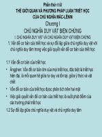 Tài liệu Thế giới quan và phương pháp luận triết học của chủ nghĩa Mác - Lênin (Chương I) pdf