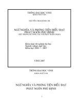 Ngữ nghĩa và phương tiện biểu đạt phát ngôn phủ định( xét trong sự tương tác với phát ngôn trao) 
