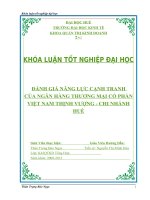 ĐÁNH GIÁ NĂNG lực CẠNH TRANH của NGÂN HÀNG THƯƠNG mại cổ PHẦN VIỆT NAM THỊNH VƯỢNG CHI NHÁNH HUẾ 