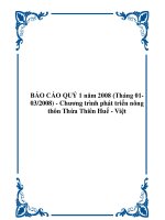Tài liệu BÁO CÁO QUÝ 1 năm 2008 (Tháng 01-03/2008) - Chương trình phát triển nông thôn Thừa Thiên Huế - Việt ppt