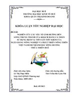 NGHIÊN cứu các yếu tố ẢNH HƯỞNG đến LÒNG TRUNG THÀNH của KHÁCH HÀNG cá NHÂN sử DỤNG DỊCH vụ TIỀN gửi TIẾT KIỆM của NGÂN HÀNG NÔNG NGHIỆP và PHÁT TRIỂN NÔNG THÔN VIỆT NAM CHI NHÁNHHUẾ 