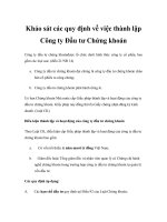 Tài liệu Khảo sát các quy định về việc thành lập Công ty Đầu tư Chứng khoán ppt