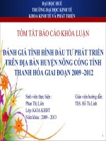 Slide ĐÁNH GIÁ TÌNH HÌNH đầu tư PHÁT TRIỂN TRÊN địa bàn HUYỆN NÔNG CỐNG TỈNH THANH hóa GIAI đoạn 2009  2012 