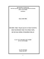 LUẬN văn tìm hiểu thực trạng quản lý bảo vệ rừng cho người dân tộc ở xã phan sơn, huyện bác bình, tỉnh bình thuận 