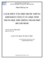 Cách thức ứng phó trước những khó khăn tâm lý của học sinh trung học phổ thông thành phố hồ chí minh 