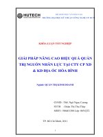 Giải pháp nâng cao hiệu quả quản trị nguồn nhân lực tại công ty CP XD & KD địa ốc hòa bình 