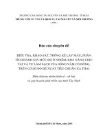 ĐIỀU TRA, KHẢO sát, THỐNG kê lấy mẫu, PHÂN TÍCH ĐÁNH GIÁ mức độ ô NHIỄM, KHẢ NĂNG CHỊU tải và tự làm SẠCH của SÔNG vàm cỏ ĐÔNG, TRÊN cơ sở đó đề XUẤT TIÊU CHUẨN xả THẢI 
