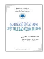 ĐÁNH GIÁ sơ lược tác ĐỘNG THUẾ bảo vệ môi TRƯỜNG đối với VIỆT NAM 