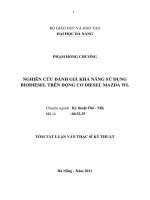 Nghiên cứu đánh giá khả năng sử dụng biodiesel trên động cơ diesel mazda WL 