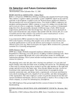 Tài liệu On Selection and Future Commercialization pdf