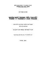 Luận văn ngôn ngữ trong tiểu thuyết paris 11 tháng 8 của thuận luận văn thạc sỹ ngữ văn 