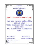 Các yếu tố ảnh hưởng đến sự hài lòng trong công việc của nhân viên bán hàng tại công ty xăng dầu quảng bình 