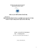 MỘT số GIẢI PHÁP NÂNG CAO HIỆU QUẢ QUẢN lý NHÀ nước về QUY HOẠCH sử DỤNG đất đô THỊ 