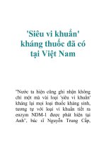 Tài liệu ''''Siêu vi khuẩn'''' kháng thuốc đã có tại Việt Nam doc