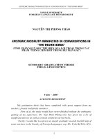 Epistemic modality manifested in conversation in the thorn birds = tính chân nguỵ biện được thể hiện qua lời thoại trong tác phẩm tiếng chim hót trong bụi mận gai 