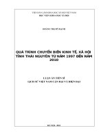 Quá trình chuyển biến kinh tế, xã hội tỉnh thái nguyên từ năm 1997 đến năm 2010 