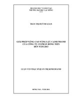 Giải pháp nâng cao nâng cao năng lực cạnh tranh của công ty cổ phần đồng tiến đến năm 2015 