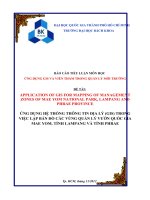 ỨNG DỤNG hệ THỐNG THÔNG TIN địa lý (GIS) TRONG VIỆC lập bản đồ các VÙNG QUẢN lý vườn QUỐC GIA MAE YOM, TỈNH LAMPANG và TỈNH PHRAE 