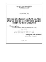 Góp phần bồi dưỡng một số yếu tố của tư duy sáng tạo cho học sinh THPT thông qua dạy học bài tập đại số và giải tích 