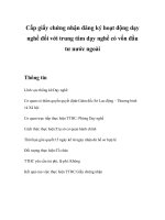 Tài liệu Cấp giấy chứng nhận đăng ký hoạt động dạy nghề đối với trung tâm dạy nghề có vốn đầu tư nước ngoài pptx