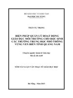 Biện pháp quản lý hoạt động giáo dục môi trường cho học sinh các trường trung học phổ thông vùng ven biển tỉnh quảng nam 