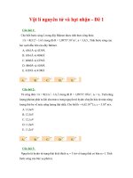 Tài liệu Trắc nghiệm ôn thi ĐH môn Vật lý phần Nguyên tử và hạt nhân_Đề 1 docx