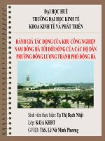 Slide ĐÁNH GIÁ tác ĐỘNG của KHU CÔNG NGHIỆP NAM ĐÔNG hà tới đời SỐNG của các hộ dân PHƯỜNG ĐÔNG LƯƠNG THÀNH PHỐ ĐÔNG hà 