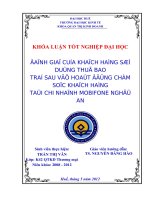 Đánh giá của khách hàng sử dụng thuê bao trả sau về hoạt động chăm sóc khách hàng tại chi nhánh mobifone nghệ an 