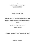 Biện pháp quản lý hoạt động thanh tra tại học viện chính trị   hành chính khu vực III 