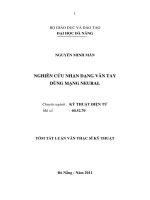 Nghiên cứu nhận dạng vân tay dùng mạng neural 