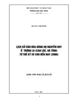Lịch sử văn hóa dòng họ nguyễn huy ở  trường lưu (can lộc, hà tĩnh) từ thế kỷ xv cho đến nay (2006 