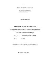 Xây dựng hệ thống trợ giúp nghiệp vụ định khoán trong hoạt động kế toán doanh nghiệp 